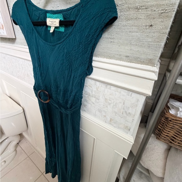 10 Anthropologie moulinette soeurs Guinevere maxi dress circle belt Teal blue - Picture 12 of 17